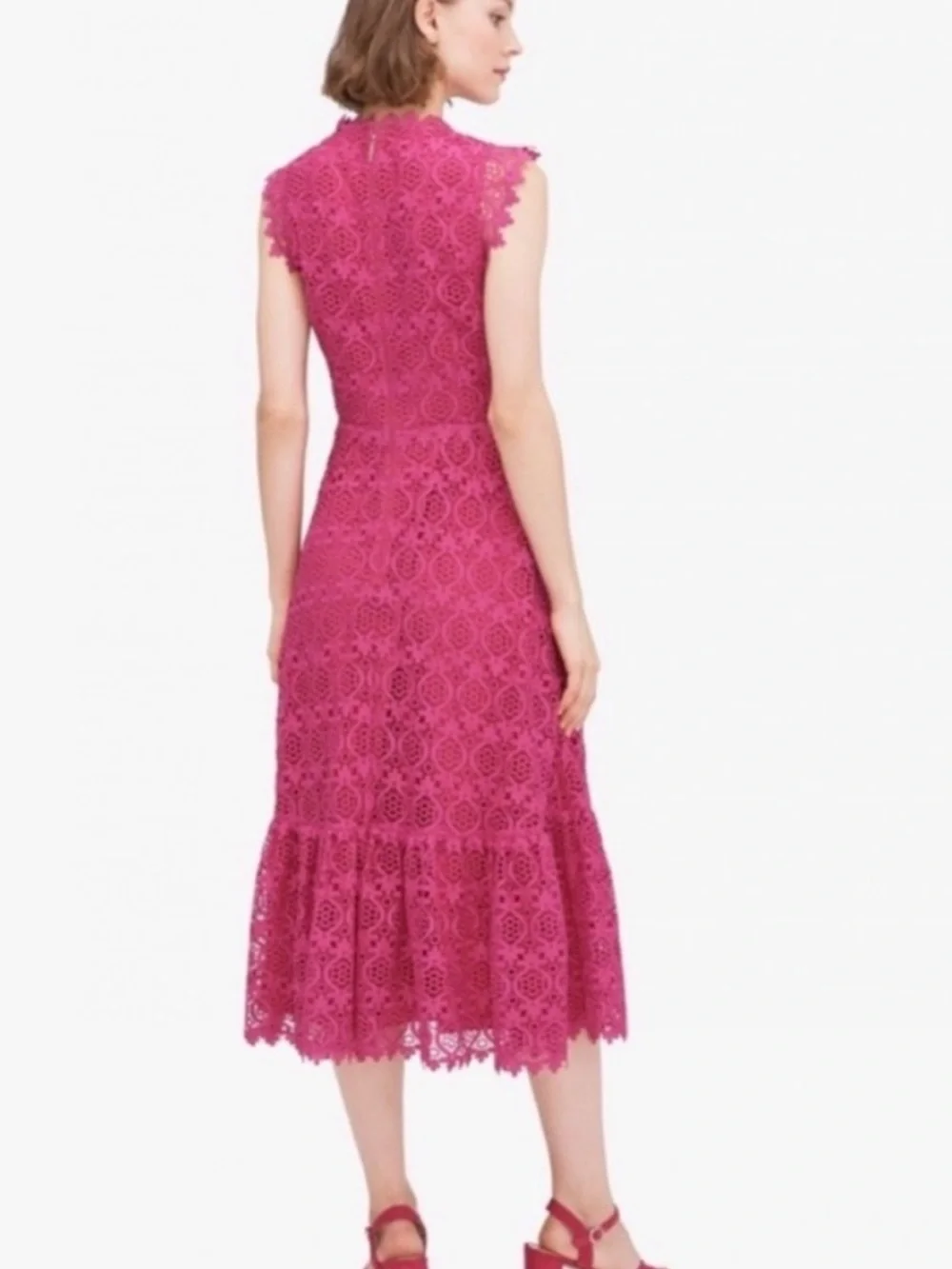 Kate Spade Scallop Lace Midi Dress Magenta size 00